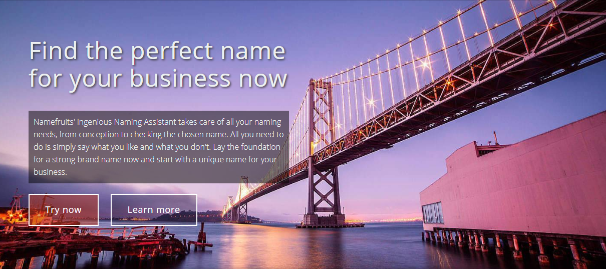 işletme ismi bulma sitesi namefruits.com sitesinin ekran görüntüsü